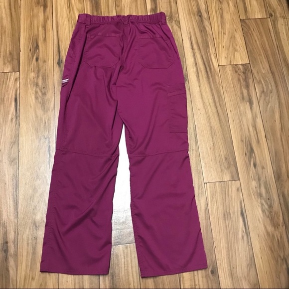 Cherokee Workwear Revolution Scrub Pants Maroon Wine - Picture 7 of 13